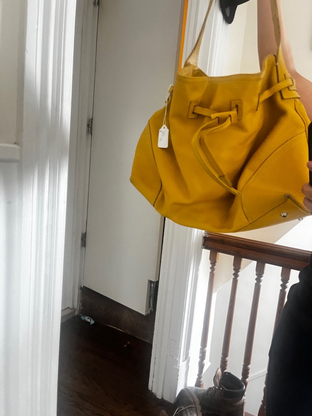 Women's Mustard Yellow Drawstring Hobo Shoulder Bag